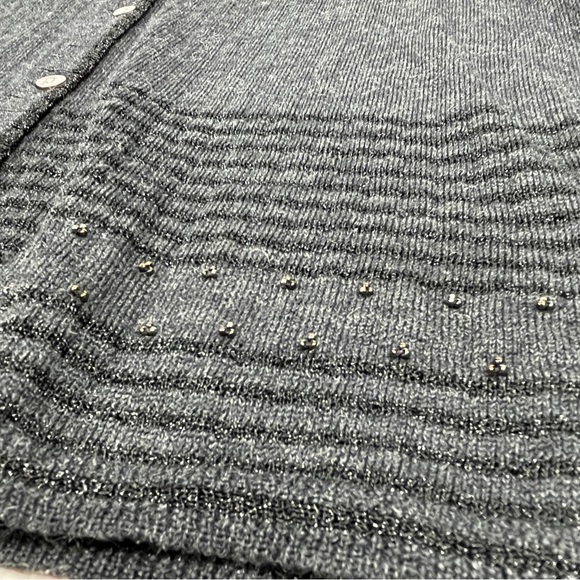 ST KITTI vintage grey wool metallic long sleeve cardigan sweater - Picture 7 of 12